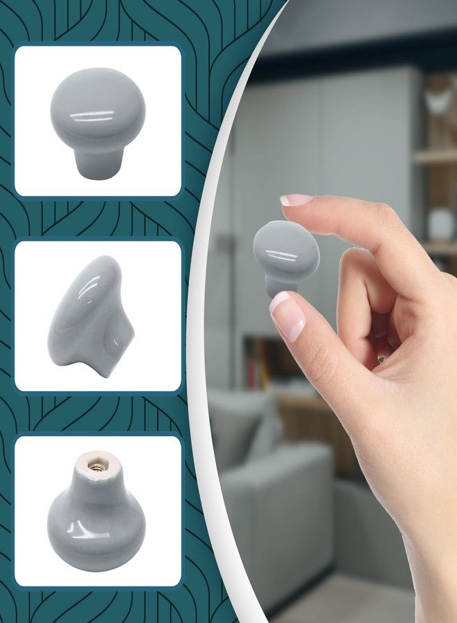 suiwotin 10pcs Light Grey Ceramic Knobs, Round Ceramic Cabinet Knobs, Pantry Cabinet Knobs Pulls, Decorative Ceramic Drawer Knobs Pull Handles for Closet, Cupboard, Furniture Door Knobs - Image 4